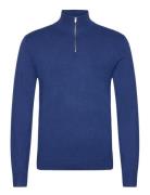 Lindbergh Ecovero Half Zip L/S Knit Blå