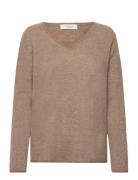 Cashmere V-Neck Tops Knitwear Jumpers Brown Rosemunde