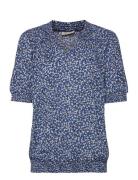 Fqadney-Blouse Tops T-shirts & Tops Short-sleeved Blue FREE/QUENT
