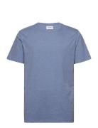 Mouliné O-Neck Tee S/S Tops T-shirts Short-sleeved Blue Lindbergh