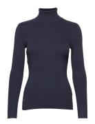 Stretch Cotton Modl-L/S Turtle Neck Tops Knitwear Turtleneck Blue Laur...