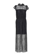 Long Ruffled Lace Dress Maxiklänning Festklänning Black DESIGNERS, REM...