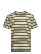 Akkikki Noos Stripe Tee Tops T-shirts Short-sleeved Khaki Green Anerkj...