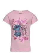 Short-Sleeved T-Shirt Tops T-shirts Short-sleeved Pink Lilo & Stitch