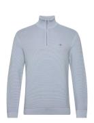 Textured Cotton H-Zip Tops Knitwear Half Zip Jumpers Blue GANT