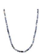Beads Necklace 6Mm Halsband Smycken Blue Edd.