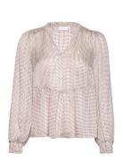 Blouse With Smock Tops Blouses Long-sleeved Beige Coster Copenhagen