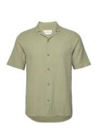 Short-Sleeved Cuban Shirt Tops Shirts Short-sleeved Khaki Green Revolu...