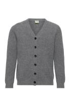 Lambswool Cardigan Tops Knitwear Cardigans Grey FUB