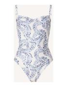 Eva Printed Swimsuit Baddräkt Badkläder Blue Lexington Clothing