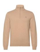 Casual Cotton Halfzip Tops Knitwear Half Zip Jumpers Beige GANT