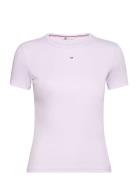 Tjw Slim Essential Rib Ss Ext Tops T-shirts & Tops Short-sleeved Purpl...