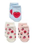 Ankle Socks 3P Strawberry Sockor Strumpor Multi/patterned Lindex