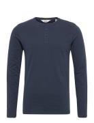 Sdvinton Tee Ls Tops T-shirts Long-sleeved Blue Solid