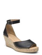 Selected Femme Slfingrid Leather Wedge Espadrilles Svart