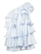 Amber Shoulder Frill Mini Dress Designers Short Dress Blue Malina