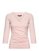 Rayon Spandex Jrsy-3\4-Knt Tops Blouses Long-sleeved Pink Lauren Ralph...