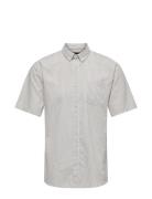 Onsremy Ss Slim Wash Stripe Oxford Shirt Tops Shirts Short-sleeved Gre...