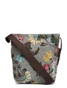 Small Shoulder Bag Grey Flower Linen Bags Small Shoulder Bags-crossbod...