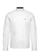 D1. Slim Micro Print Oxford Shirt Tops Shirts Casual White GANT