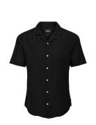 Onscaiden Ss Solid Resort Linen Shirt Tops Shirts Short-sleeved Black ...