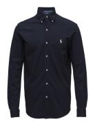 Featherweight Mesh-Lsl-Knt Designers Shirts Casual Navy Polo Ralph Lau...