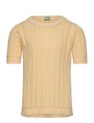 Pointelle T-Shirt Tops T-shirts Short-sleeved Yellow FUB