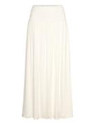 Gathered Maxi Skirt Lång Kjol Cream Gina Tricot