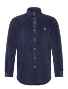 Rec Lw Cotton Terry-Lsl-Sps Tops Shirts Casual Navy Polo Ralph Lauren