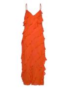 Cecily Ruffle-Trimmed Maxi Dress Maxiklänning Festklänning Red Malina