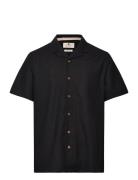 Akleo S/S Cot/Linen Shirt Tops Shirts Short-sleeved Navy Anerkjendt