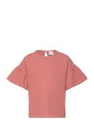Top S S Frill Doubleweave Tops Blouses & Tunics Pink Lindex
