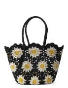 Sunflower Crochet Basket Black Shopper Väska Black Ceannis
