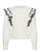 Sweater Flounce At Shoulder Tops Knitwear Pullovers Cream Lindex