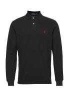 Custom Slim Fit Mesh Polo Shirt Tops Polos Long-sleeved Black Polo Ral...