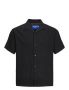 Jorluke Crinkle Resort Shirt Ss Sn Tops Shirts Short-sleeved Black Jac...