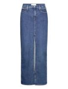Front Split Midi Denim Skirt Lång Kjol Blue Calvin Klein Jeans