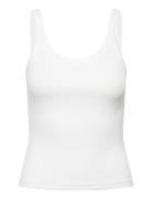 Basic Rib Singlet Tops T-shirts & Tops Sleeveless White Gina Tricot