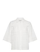 Rayll Shirt Ss Tops Blouses Short-sleeved White Lollys Laundry