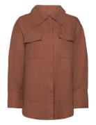 Linen Viscose Shirt Jacket Tops Overshirts Brown GANT