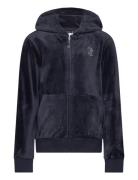 Juicy Couture Diamante Zip Through Hoodie Marinblå