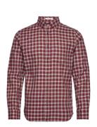 Reg Micro Tartan Flannel Shirt Tops Shirts Casual Burgundy GANT