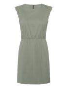 Vmemily Sl Gathering Dress Jrs Noos Kort Klänning Green Vero Moda