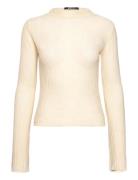 Gina Tricot Plisse Flare Sleeve Top Beige