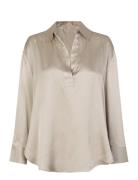 Galla Blouse Tops Blouses Long-sleeved Beige Second Female