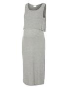 Mlbrynja June S/L Jrs Midi Dress 2F Knälång Klänning Grey Mamalicious