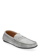 Slhsergio Suede Penny Driving Shoe Loafers Låga Skor Grey Selected Hom...