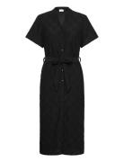 Videlea V-Neck S/S Midi Dress/R/Vol Knälång Klänning Black Vila