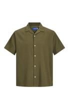 Jorluke Crinkle Resort Shirt Ss Sn Tops Shirts Short-sleeved Green Jac...