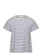 T-Shirt Ss Stripe Tops T-shirts Short-sleeved Blue Creamie